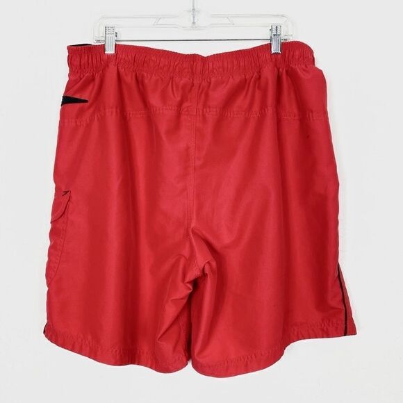 Speedo Red Lace Up Swim Trunks with Pockets - Picture 2 of 4